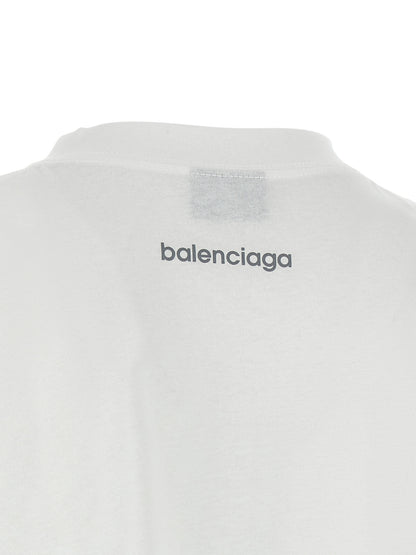 T-shirt en coton blanc Balenciaga avec des coupes précises