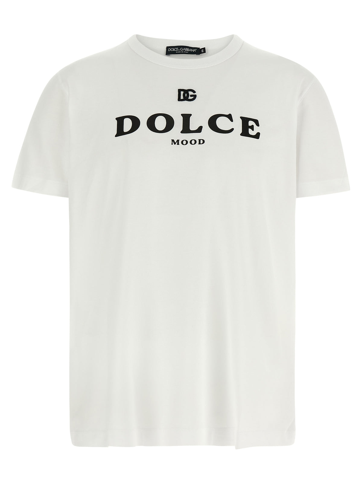 Dolce & Gabbana T-shirt blanc en coton avec imprimé sur le devant