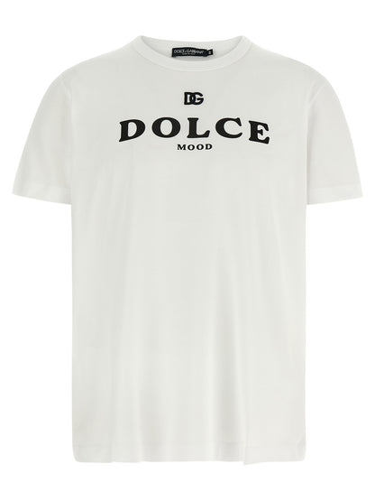 Dolce & Gabbana T-shirt blanc en coton avec imprimé sur le devant