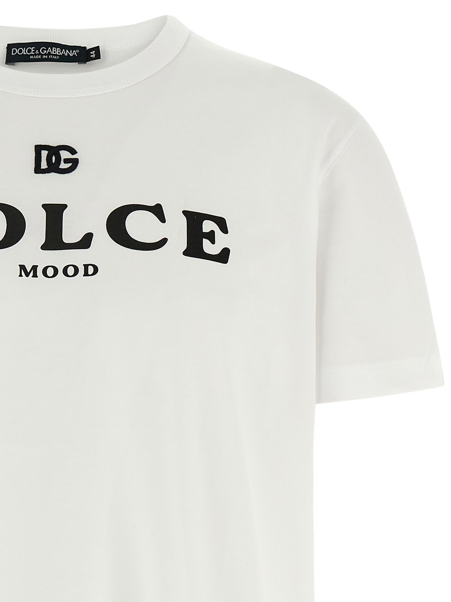 Dolce & Gabbana T-shirt blanc en coton avec imprimé sur le devant