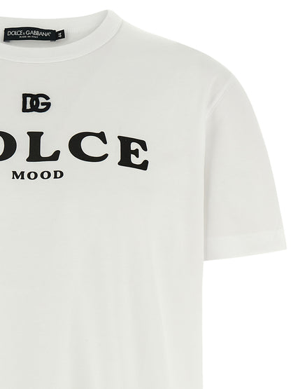 Dolce & Gabbana T-shirt blanc en coton avec imprimé sur le devant