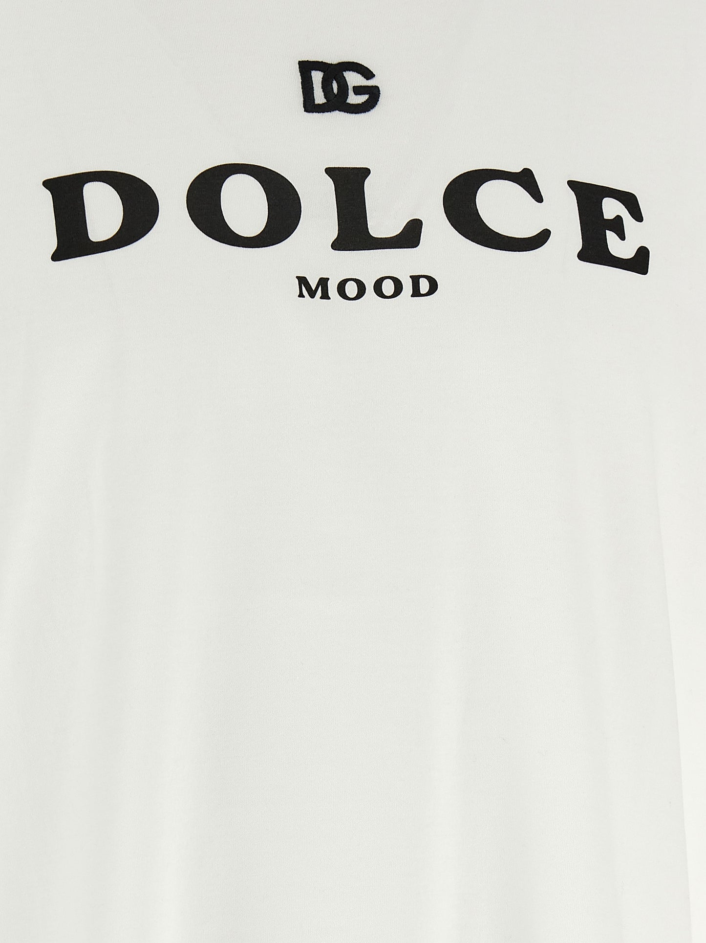 Dolce & Gabbana T-shirt blanc en coton avec imprimé sur le devant