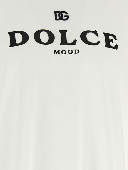 Dolce & Gabbana T-shirt blanc en coton avec imprimé sur le devant