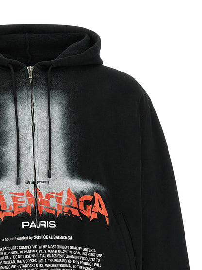 Sweat-shirt Balenciaga en coton noir imprimé The Door