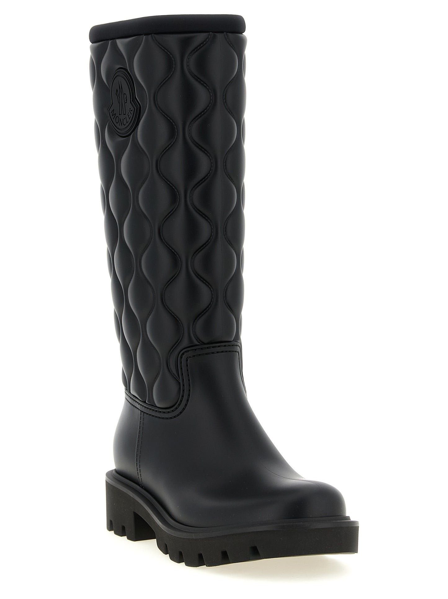 Moncler Black PVC Knee-High Boots - Waterproof Finish