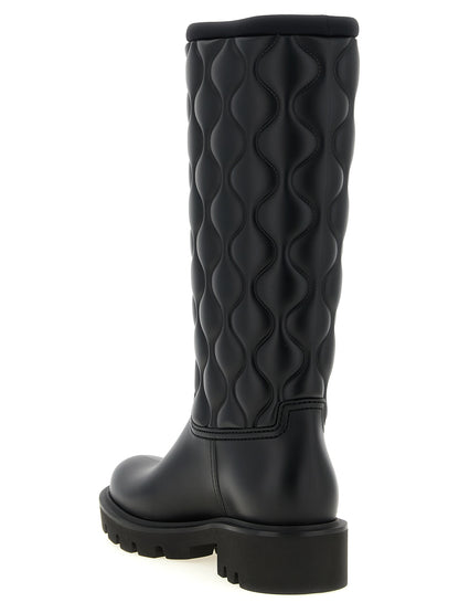 Moncler Black PVC Knee-High Boots - Waterproof Finish