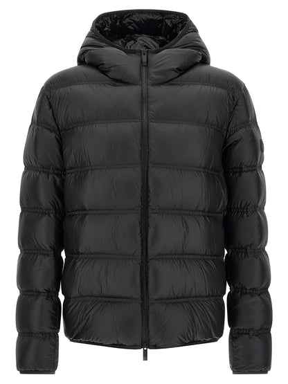 Veste longue Moncler en polyamide noir mat