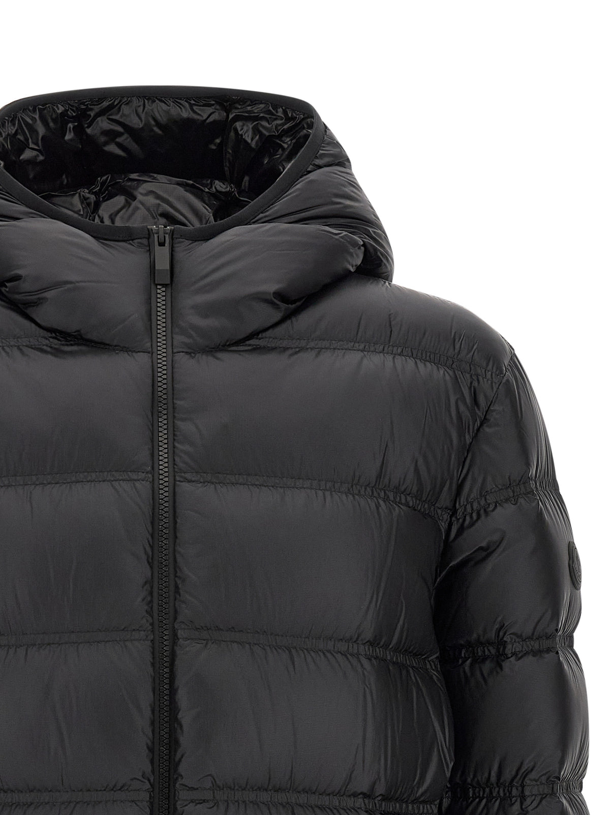 Veste longue Moncler en polyamide noir mat