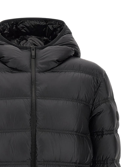 Veste longue Moncler en polyamide noir mat
