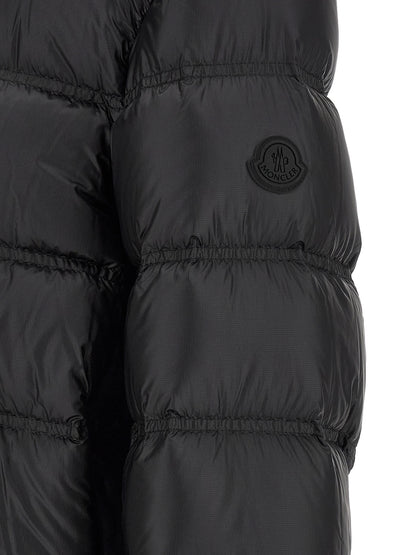 Veste longue Moncler en polyamide noir mat