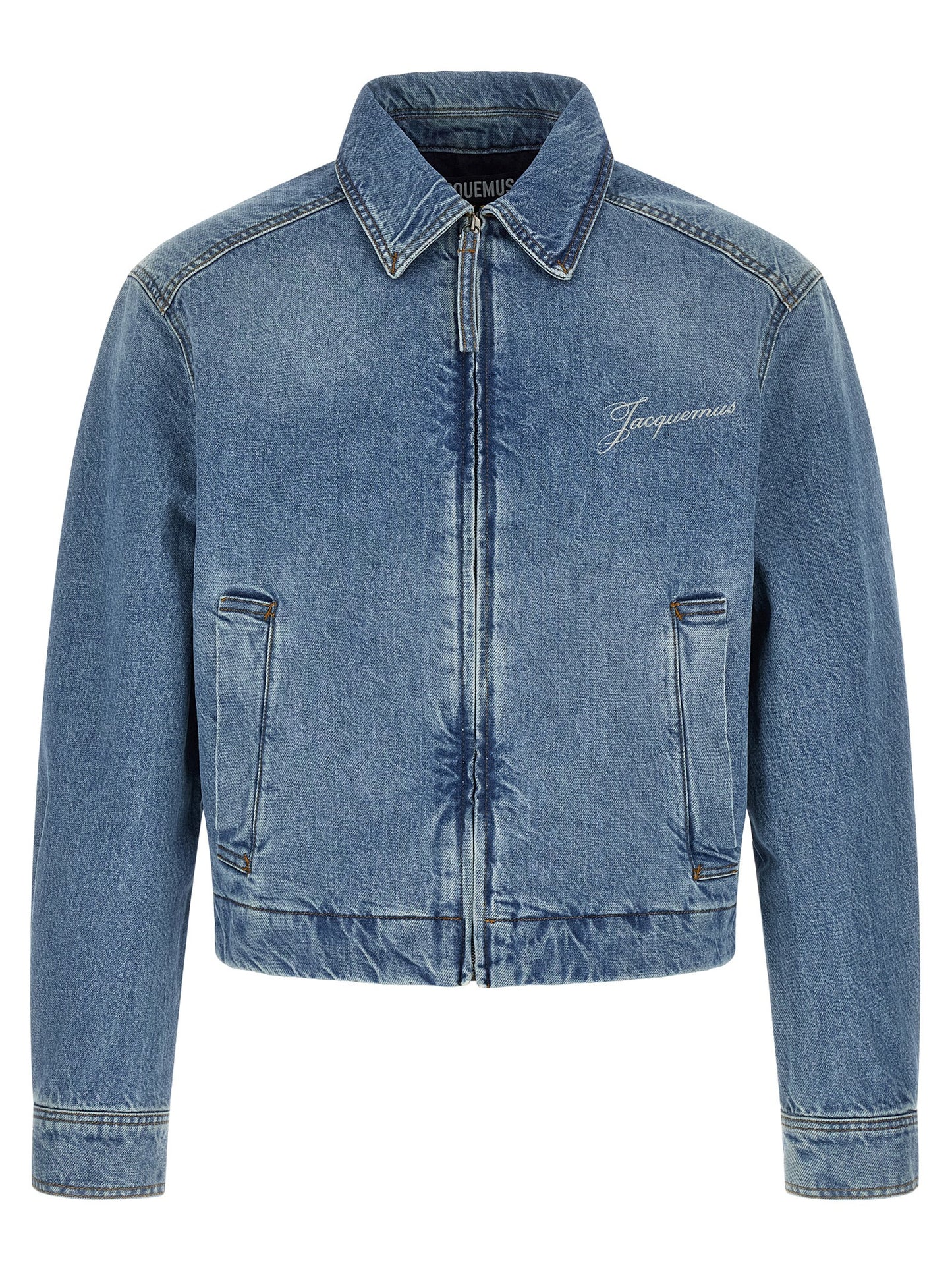 Veste droite en jean de coton bleue Jacquemus