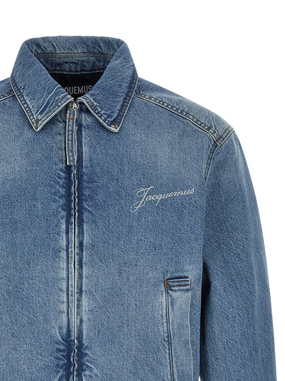 Veste droite en jean de coton bleue Jacquemus