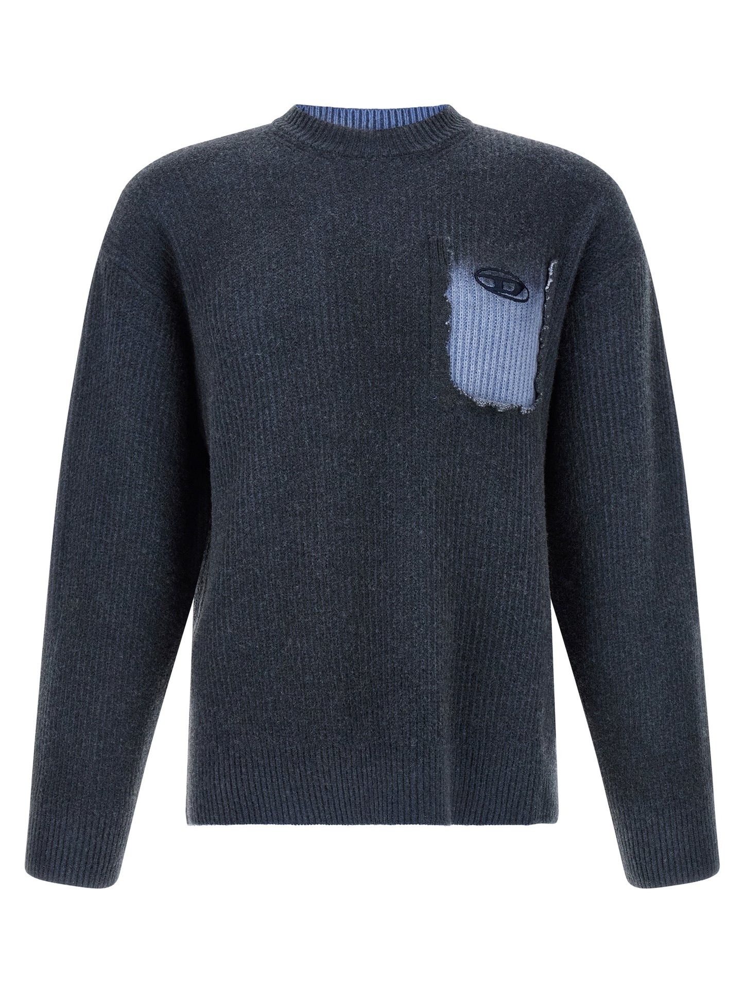Diesel Blue Wool Cardigan - K-Pickler Structured Finish