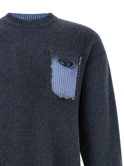 Diesel Blue Wool Cardigan - K-Pickler Structured Finish