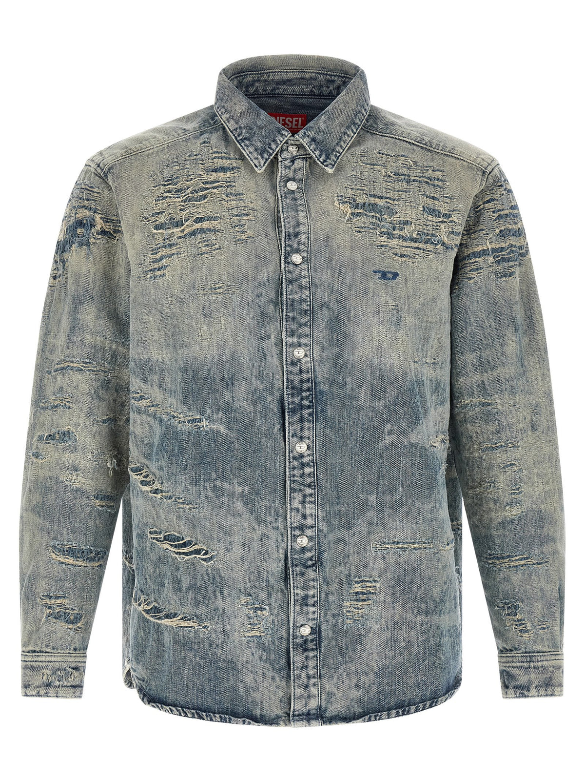 Blusa Diesel De Algodón Azul Con Cuello Pico Modelo D-Simply