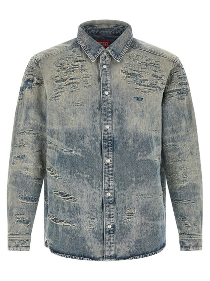 Blusa Diesel De Algodón Azul Con Cuello Pico Modelo D-Simply