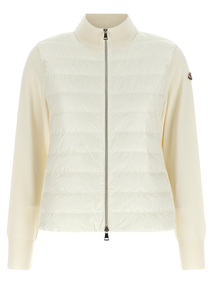 Moncler Cardigan Blanc en Polyamide Vêtement d'extérieur