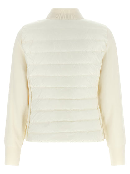 Moncler Cardigan Blanc en Polyamide Vêtement d'extérieur