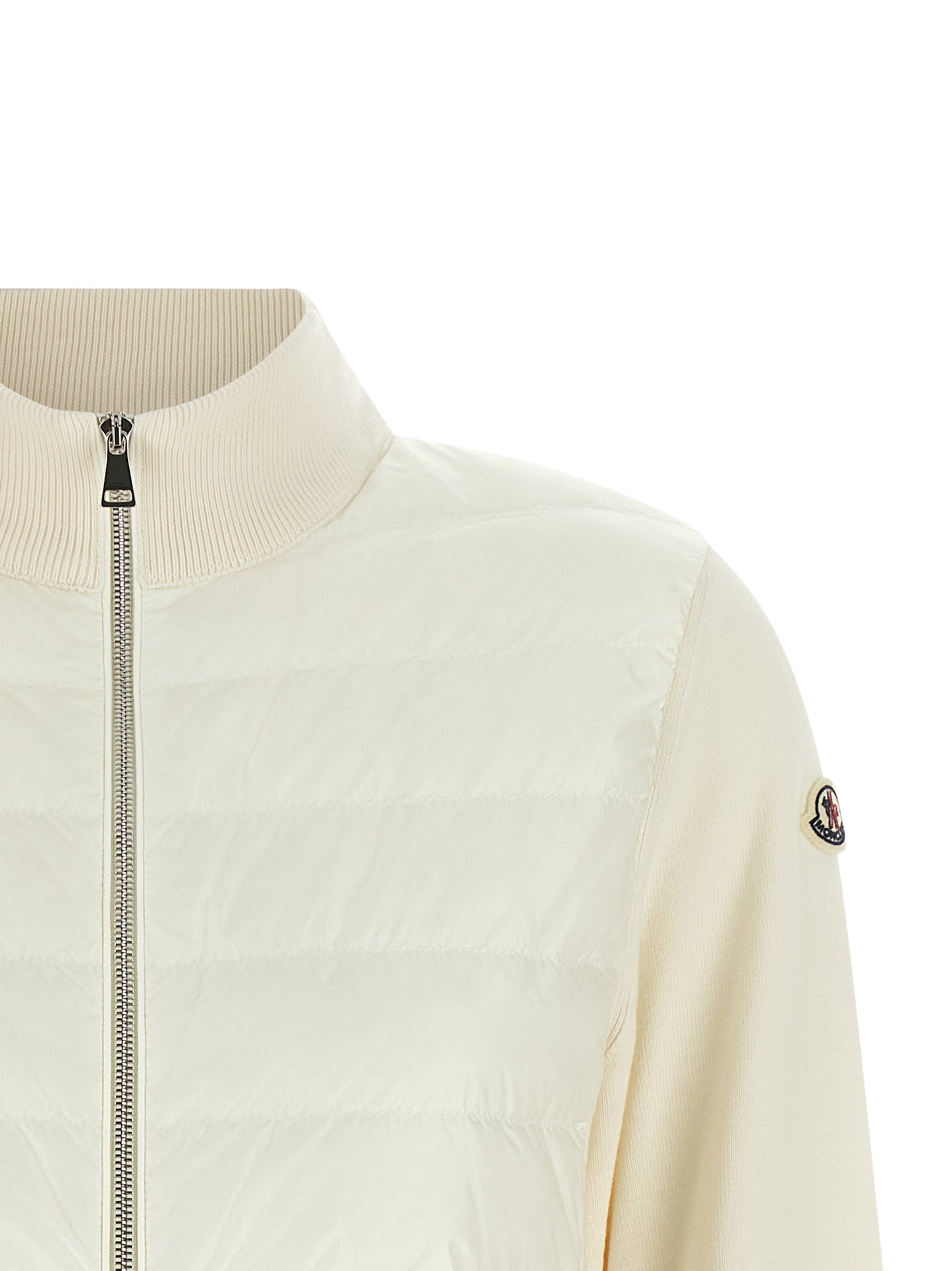 Moncler Cardigan Blanc en Polyamide Vêtement d'extérieur