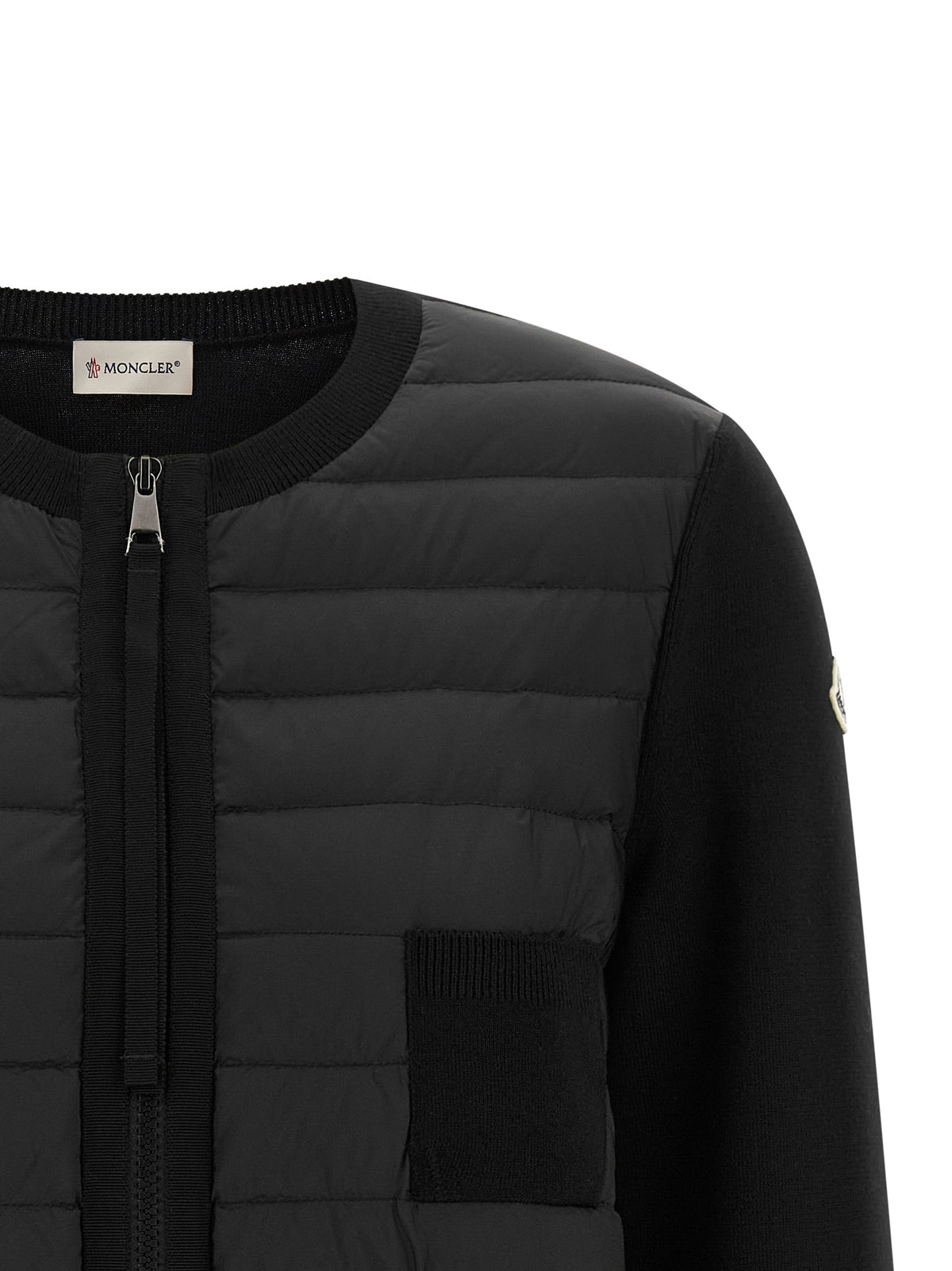 Moncler Cárdigan Negro De Poliamida - Panel Delantero Acolchado