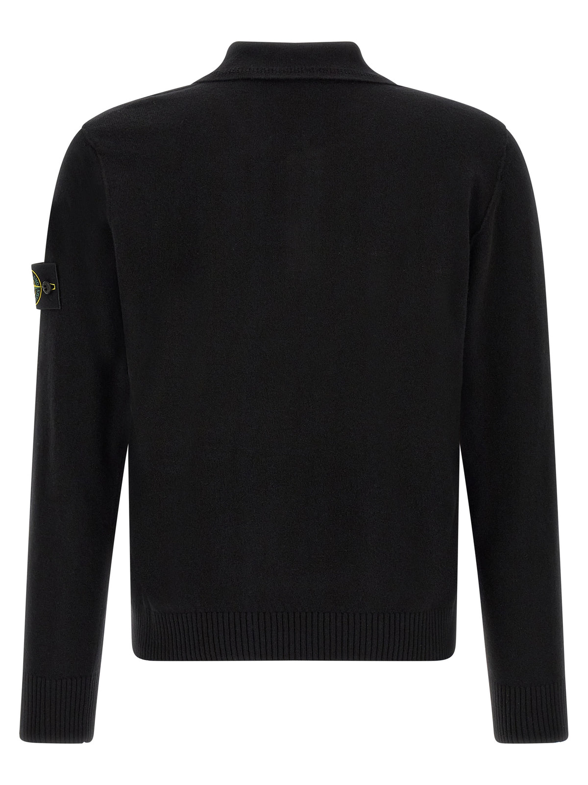 Polo Stone Island De Lana Virgen Negro Estructurado