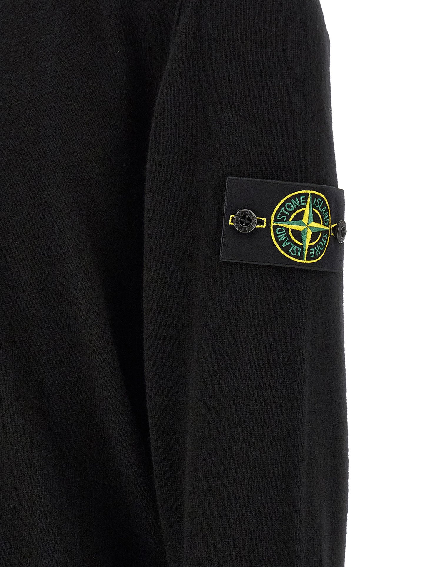 Polo Stone Island De Lana Virgen Negro Estructurado