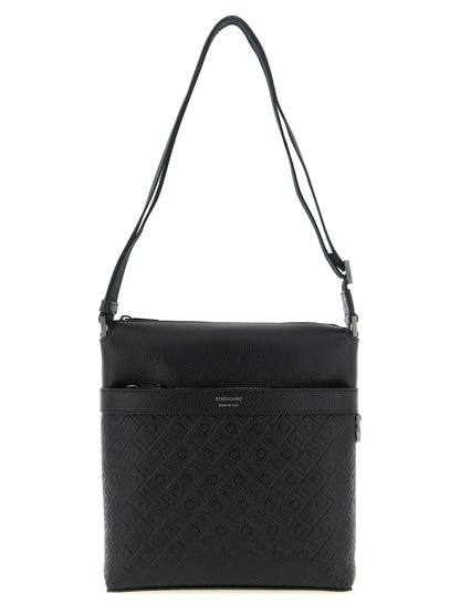 Ferragamo Calfskin Crossbody Bag - Embossed Logo Detail