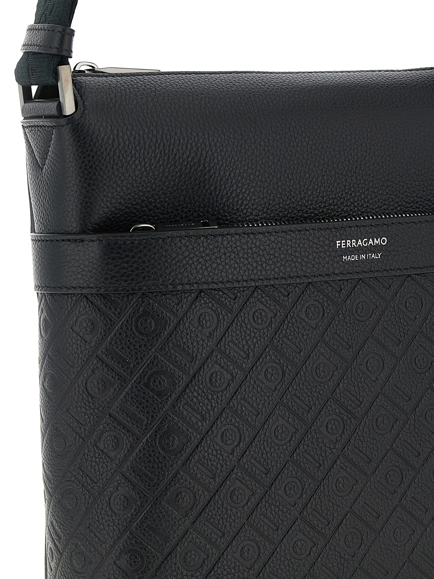 Ferragamo Calfskin Crossbody Bag - Embossed Logo Detail
