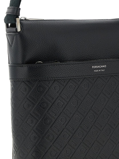 Ferragamo Calfskin Crossbody Bag - Embossed Logo Detail