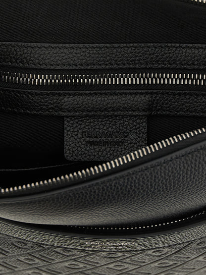 Ferragamo Calfskin Crossbody Bag - Embossed Logo Detail