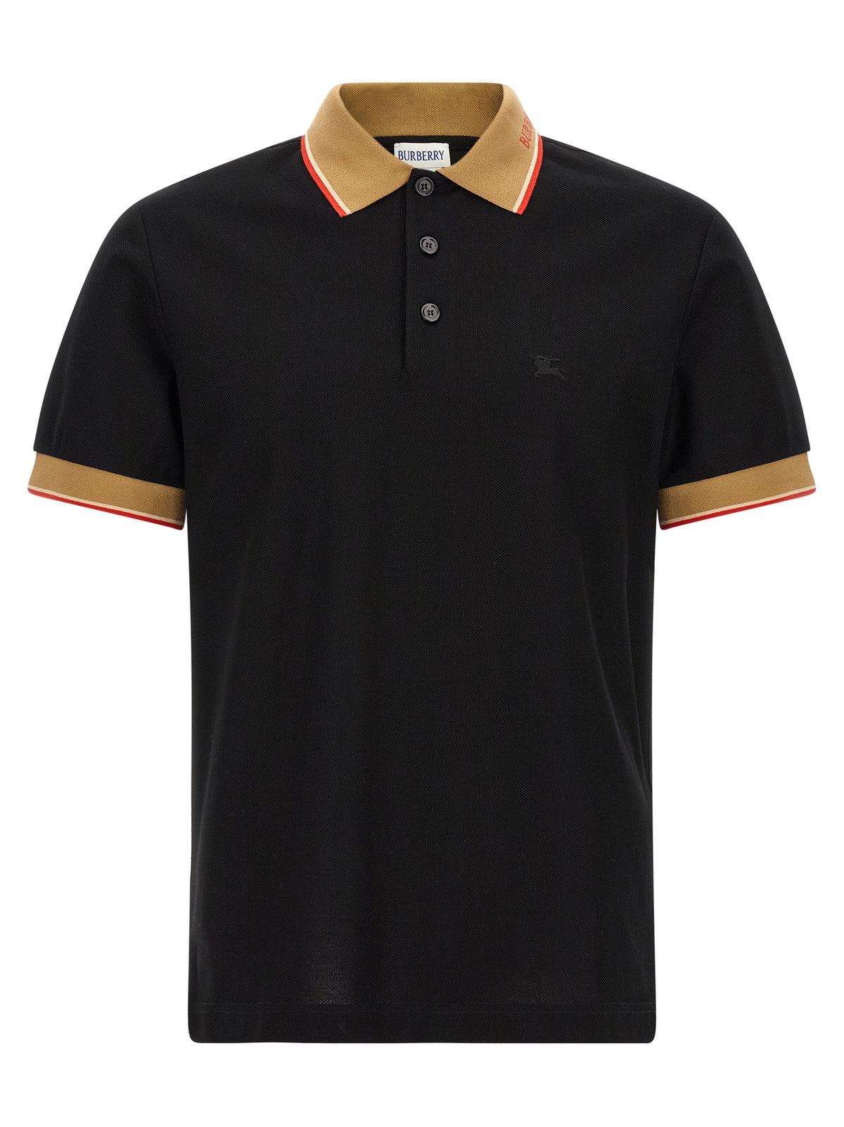 Polo Burberry noir en coton modèle Evan