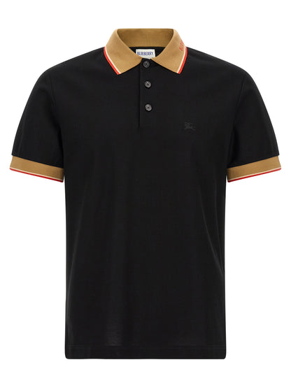 Polo Burberry noir en coton modèle Evan