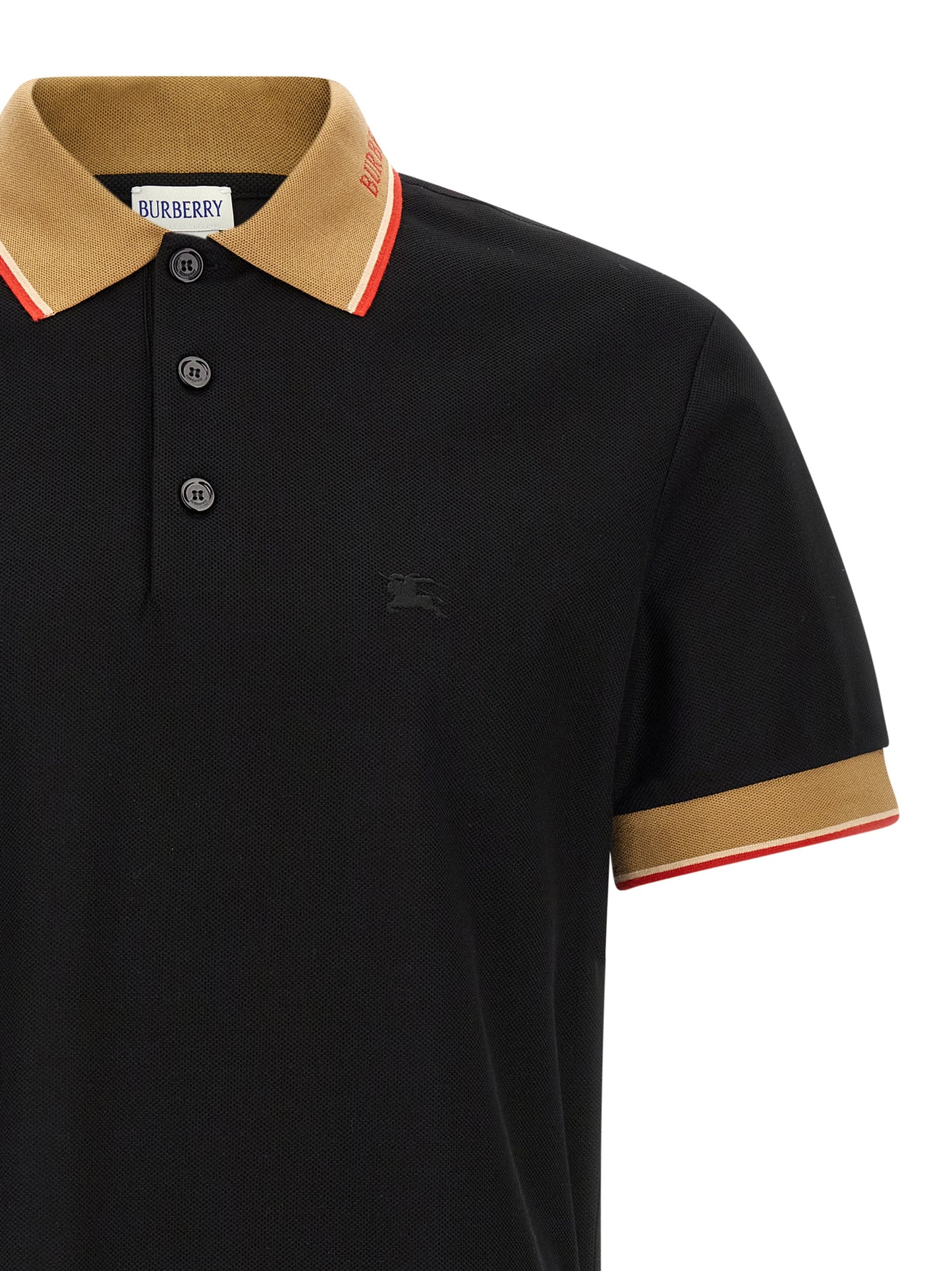 Polo Burberry noir en coton modèle Evan