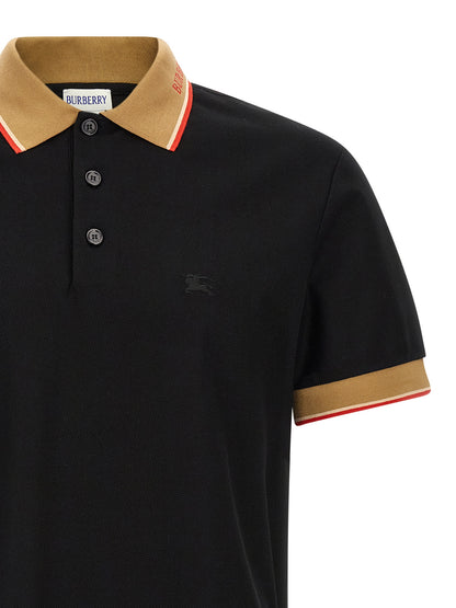 Polo Burberry noir en coton modèle Evan