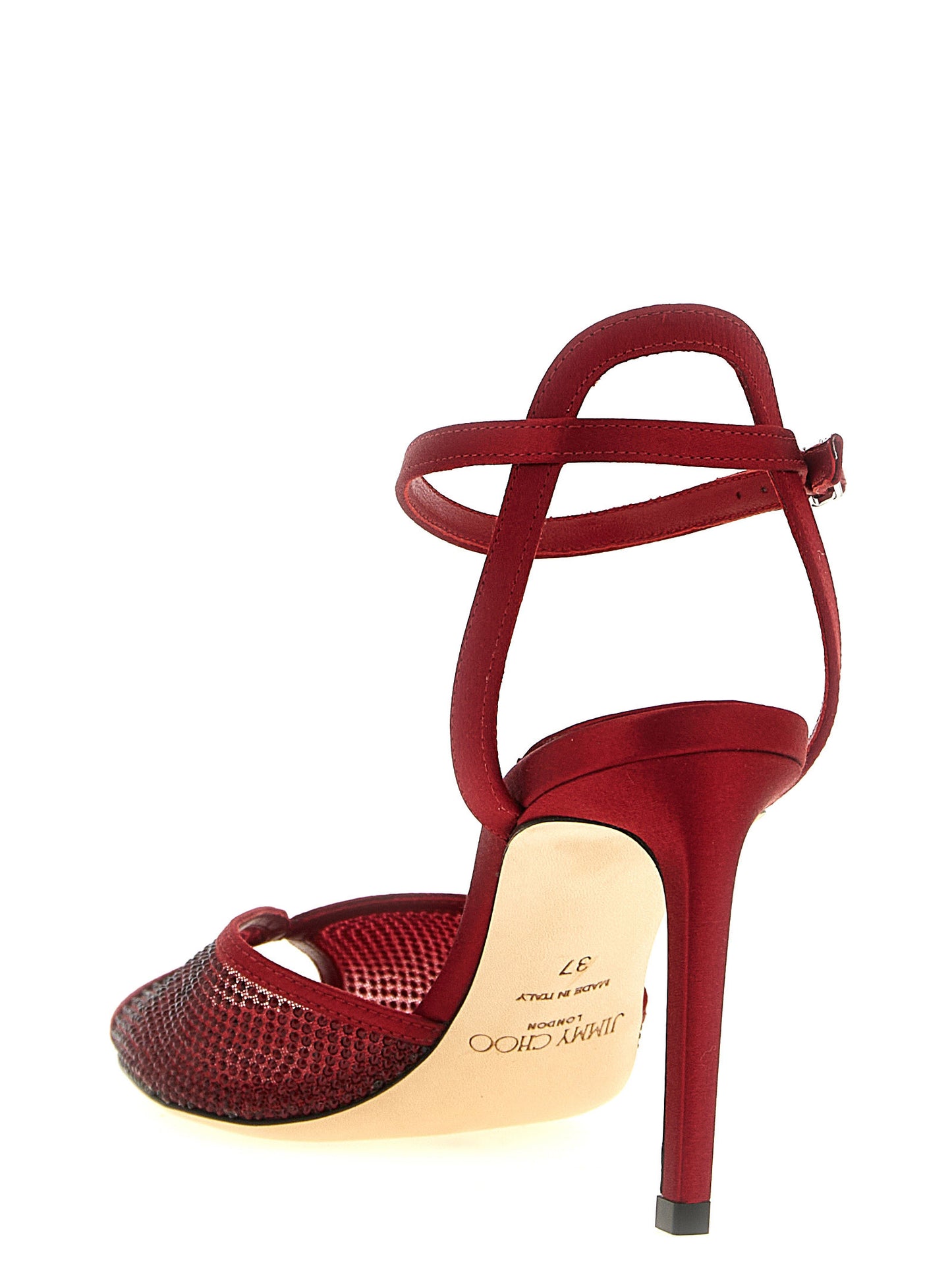 Sandalias Tacón Aguja Piel De Cordero Roja Jimmy Choo