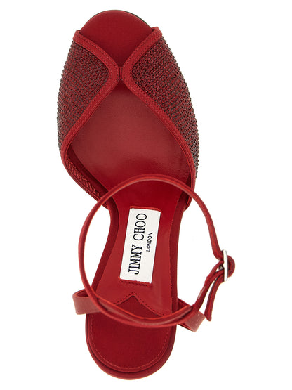 Sandalias Tacón Aguja Piel De Cordero Roja Jimmy Choo