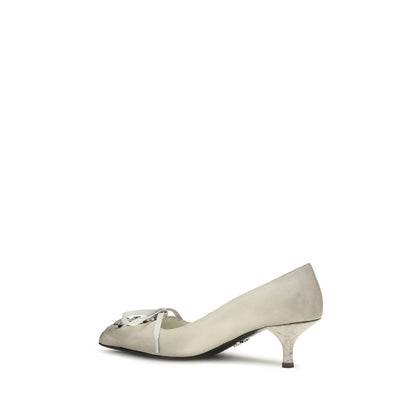 Prada White Calfskin Lace-Up Pumps