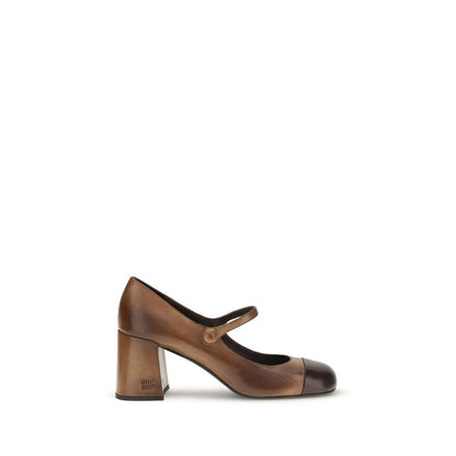 Miu Miu Ballerines En Cuir De Veau Marron Bos Taurus