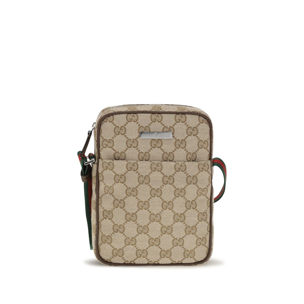 Gucci Beige Canvas Shoulder Bag Tag Pouch Model