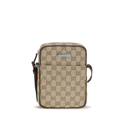 Gucci Beige Canvas Shoulder Bag Tag Pouch Model