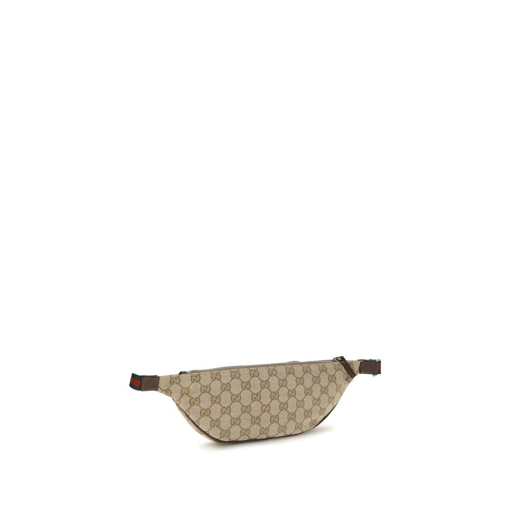 Bolso De Hombro Gucci En Tela Beige Diseño Compacto