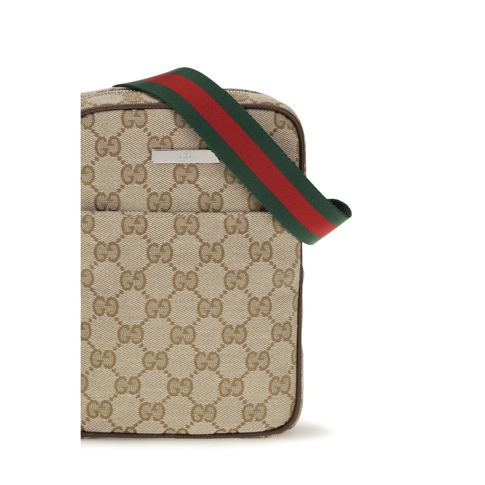 Gucci Beige Canvas Shoulder Bag Tag Pouch Model
