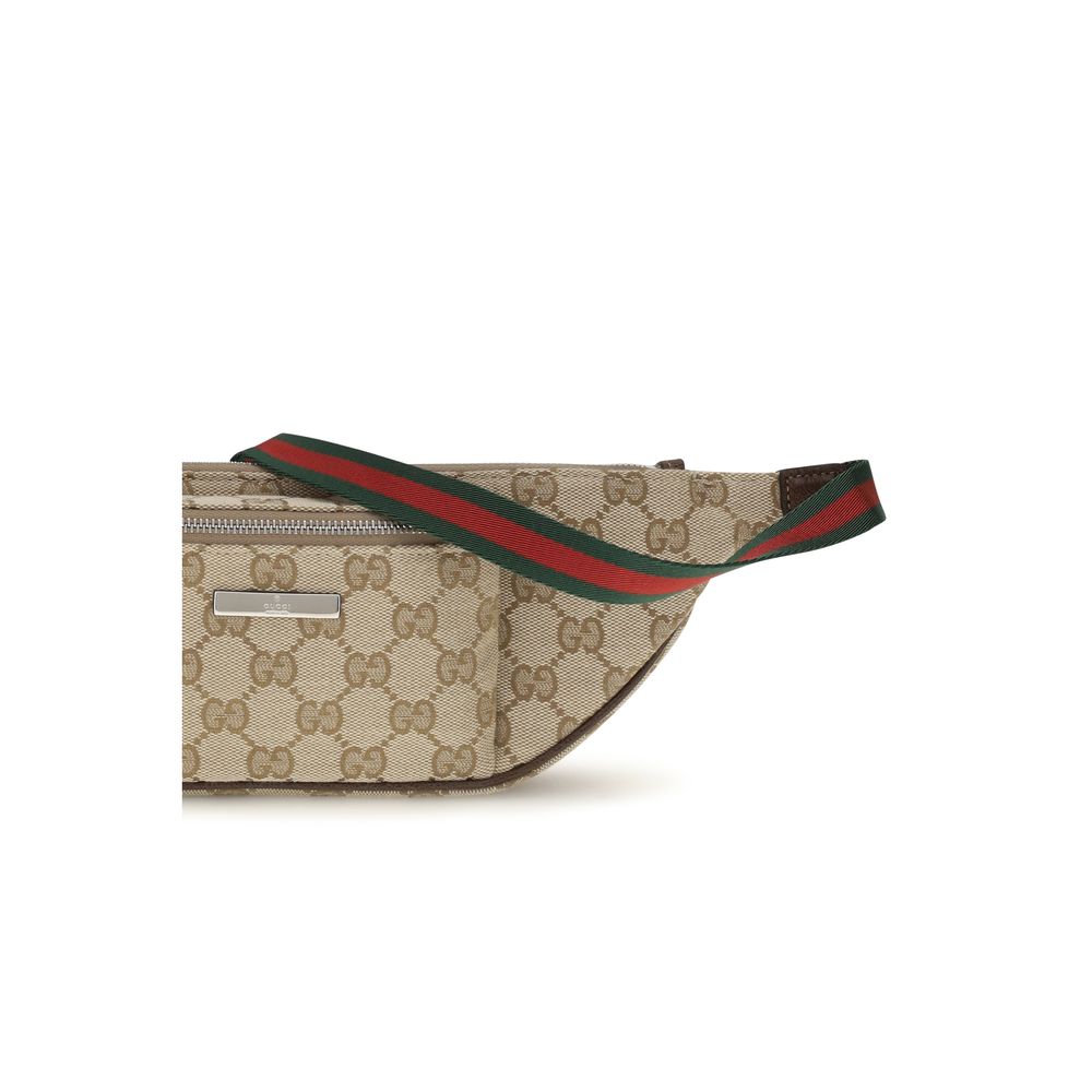 Bolso De Hombro Gucci En Tela Beige Diseño Compacto