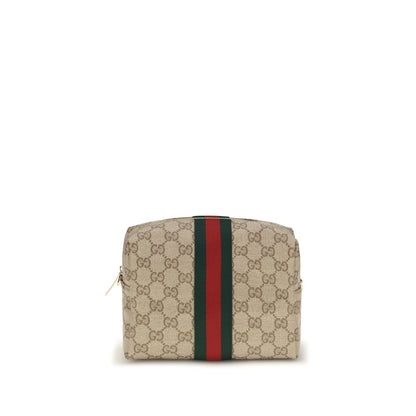 Gucci Bolso De Hombro De Tela Beige Con Detalles En Piel