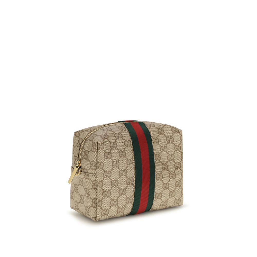 Gucci Bolso De Hombro De Tela Beige Con Detalles En Piel