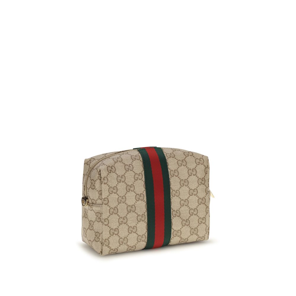 Gucci Bolso De Hombro De Tela Beige Con Detalles En Piel