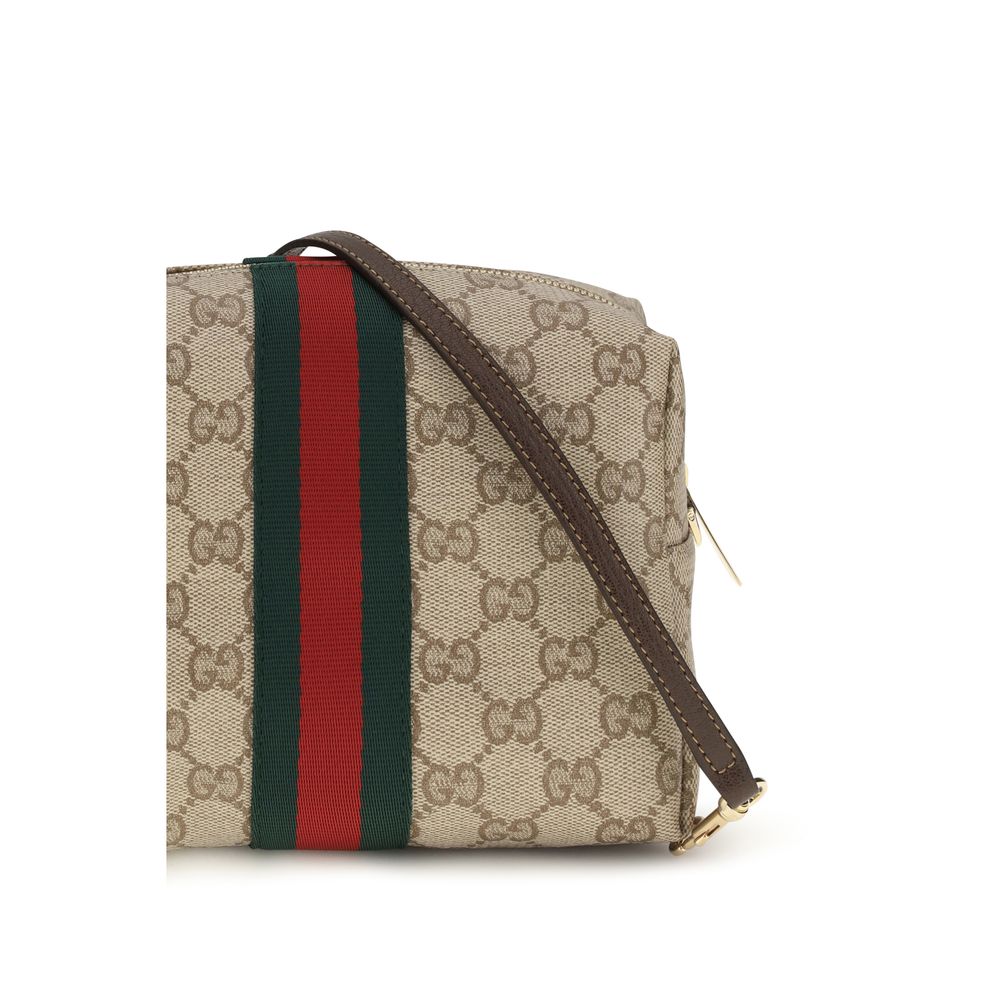 Gucci Bolso De Hombro De Tela Beige Con Detalles En Piel