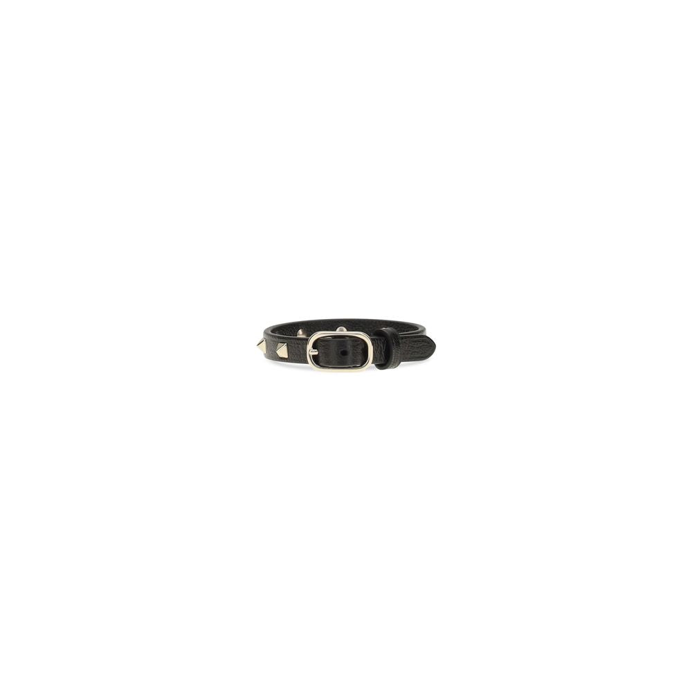 Valentino Garavani Bracelet En Cuir De Vachette Noir