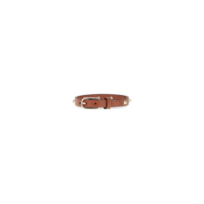 Bracelet Valentino Garavani en cuir de veau Bos Taurus marron