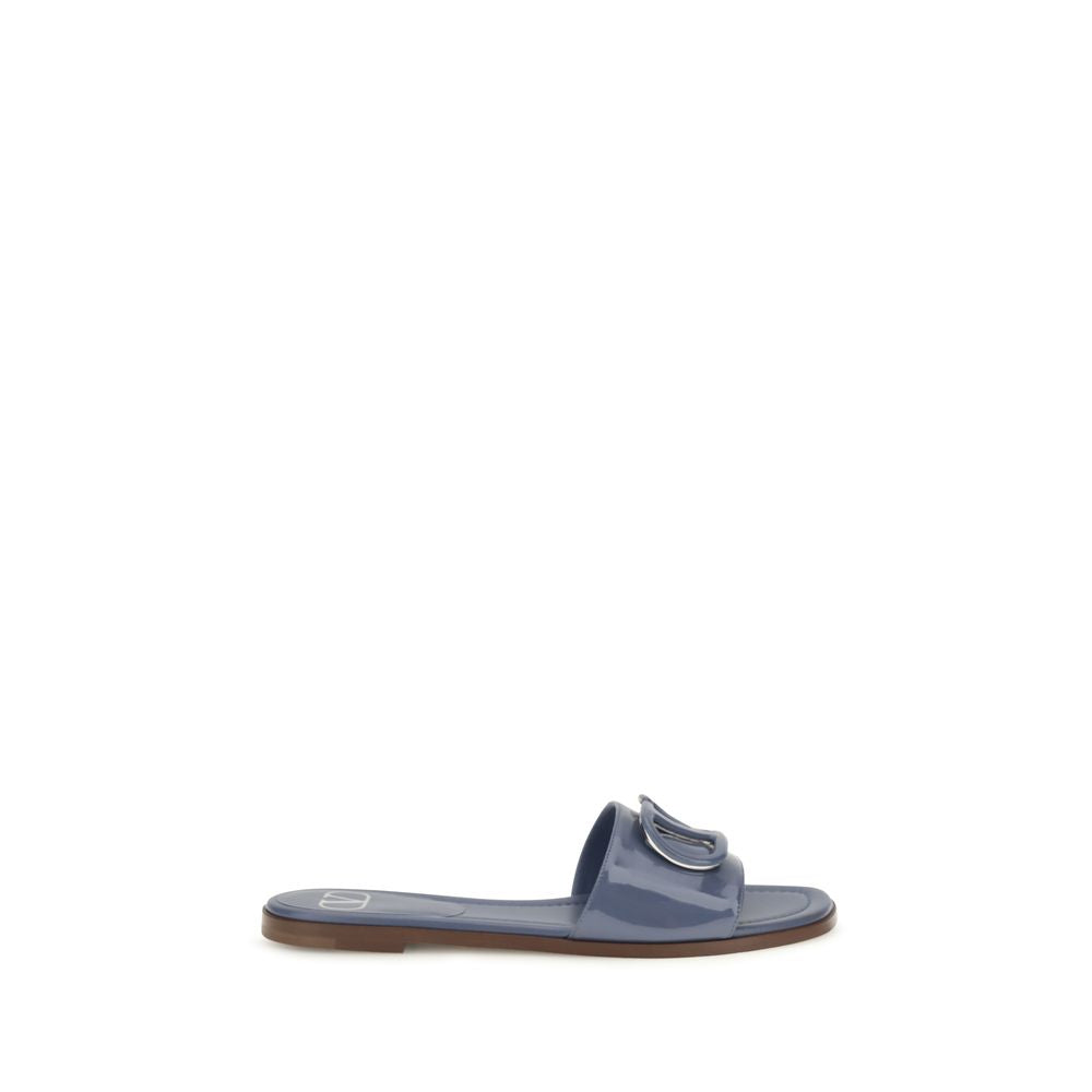Valentino Garavani Blue Calfskin Flat Sandals